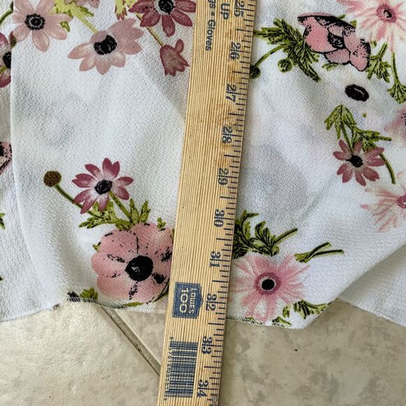 Jack & Missy Open Front Kimono OSFM Floral print ruffle hem trumpet sleeves - Picture 7 of 8